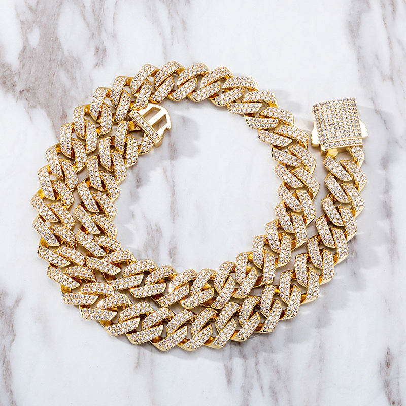 Copper Plated Diamond Cuban link  Men's Necklace