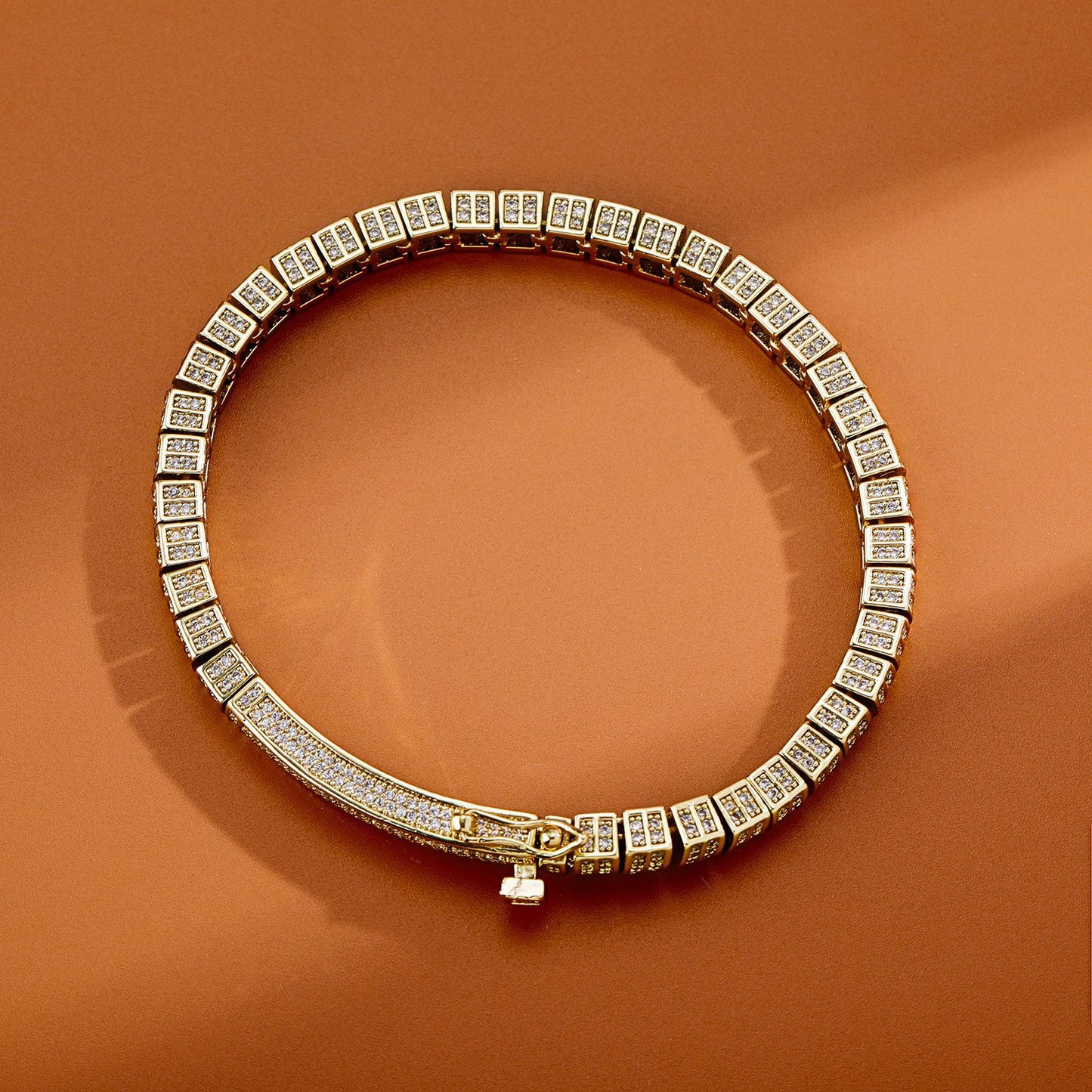 Copper Diamond Long Buckle Men's Bracelet