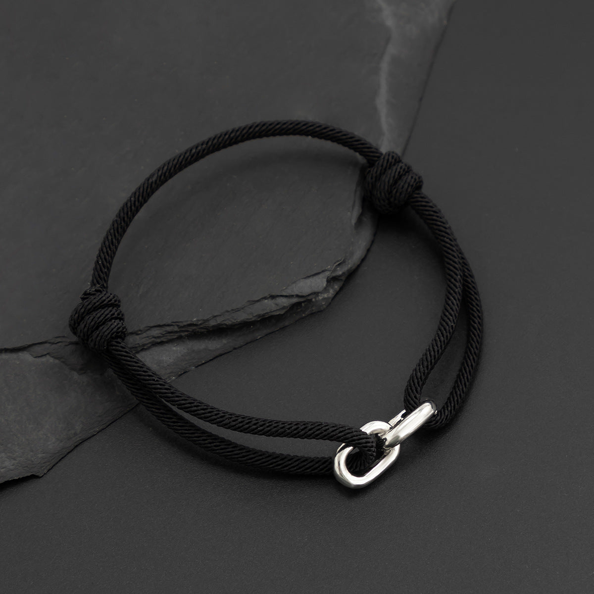 Men's Metal Buckle Cord Bracelet